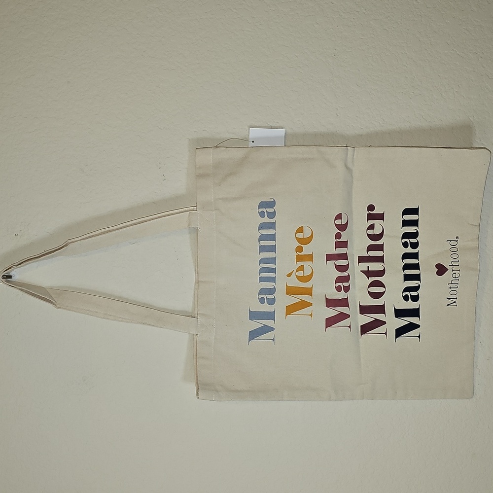 Nwt Motherhood Maternity Cotton Canvas Tote Bag Tan